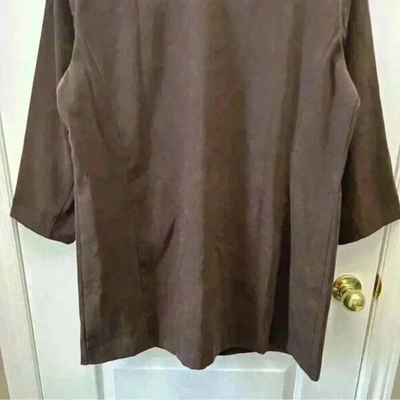 Vintage Shirt Dress Long Sleeves Dark Chocolate Brown  Micro Suede Size 16 - Picture 10 of 16